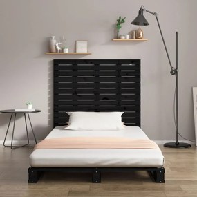 fekete tömör fenyőfa fali fejtámla 106 x 3 x 91,5 cm