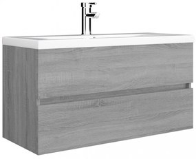 szürke sonoma színű szerelt fa éjjeliszekrény 90x38,5x45 cm