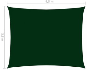 sötétzöld téglalap alakú oxford-szövet napvitorla 3,5 x 4,5 m