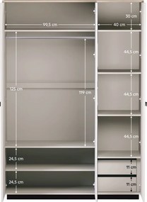 Szekrény tükörrel, szürkésbarna Taupe/silverjack tölgy, DOMCA 3D