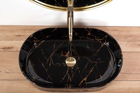 Pultos mosdó Rea Nadia Black Marble Shiny