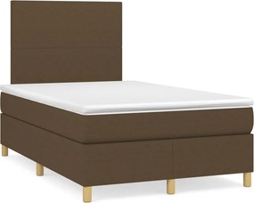 vidaXL sötétbarna szövet rugós ágy matraccal 120 x 200 cm