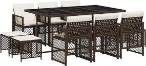 vidaXL 11 részes barna polyrattan kerti ülőgarnitúra párnákkal