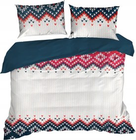 Karácsonyi ágyneműhuzat 220x200 Nordic bézs sötétkék szív