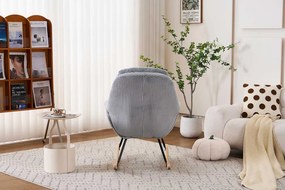 Hintaszék, relaxációs szék kordbársony kárpitozással, szürke