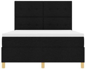 Boxspring Ágy Mattress &amp; LED Fekete 140x200 cm Szövet