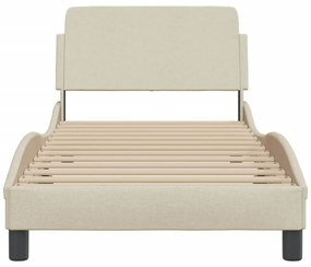 krémszínű szövet ágykeret fejtámlával matrac nélkül 90x200 cm