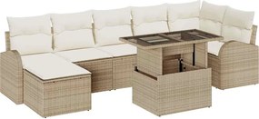 vidaXL Kerti Kanapé Szett tárolóval 8 pcs Beige és krém polirattan