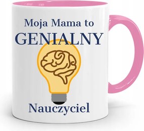 Rózsaszín Bögre Ajándék Anyukáknak Zseniális Tanár fényképes nyomtatással