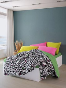 Dazzle Ranforce dupla ágyneműhuzat garnitúra feszített lepedővel 160 × 200+30 cm, zöld