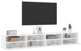 2 db fehér szerelt fa fali TV-szekrény 100 x 30 x 30 cm