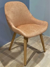 Layla karfás design szék, lazac szövet, fa láb