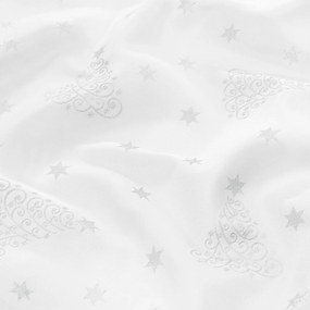 Goldea karácsonyi teflon szövet terítőknek - ezüstszínű karácsonyfák és csillagok 160 cm