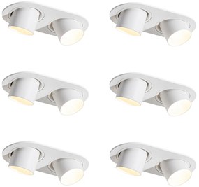 6 darabos fehér süllyesztett spotlámpa készlet GU10 35mm dönthető 2-lámpás - Installa
