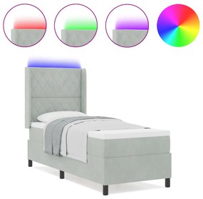 Boxspring Ágy Matraccal és LED Fény Szürke 80x200 cm Bársony