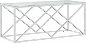 vidaXL üveg és rozsdamentes acél dohányzóasztal 110x45x45 cm