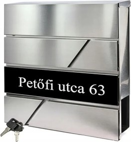 Rozsdamentes (INOX) fém postaláda, gravírozott felirattal "10"
