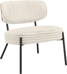 Krémszínű kordbársony fotel lábtartóval Jerry – Støraa