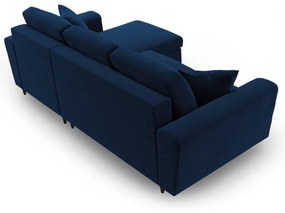 Kék bársony kinyitható tárolóhelyes sarokkanapé Kyoto – Cosmopolitan Design