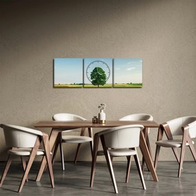 Egy fa képe egy rét közepén (órával) (90x30 cm)