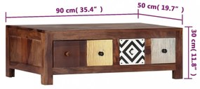 tömör kelet-indiai rózsafa dohányzóasztal 90 x 50 x 30 cm