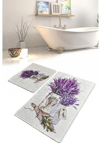 Lila-világosszürke fürdőszobai kilépő szett 2 db-os 60x100 cm Purpura – Foutastic