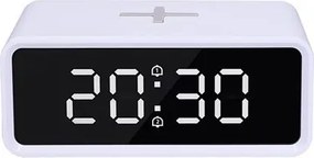 Solight CA07W - Digitális óra Qi vezeték nélküli töltővel 230V/CR2032 fehér