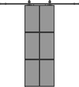vidaXL fekete edzett üveg tolóajtó fémszerelék szettel 76x205 cm
