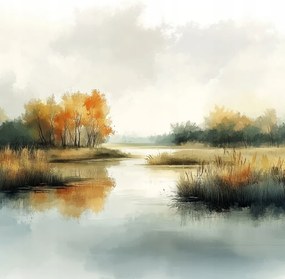 Vászonkép Canvas Tájkép Kilátás Folyó Fák Ősz 80x80