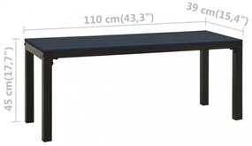 fekete acél és WPC kerti pad 110 cm