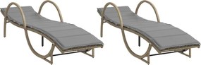 vidaXL 2 db bézs polyrattan napozóágy párnával