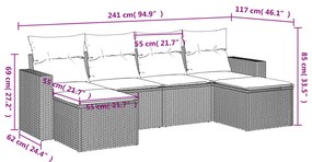 6 részes szürke polyrattan kerti ülőgarnitúra párnákkal