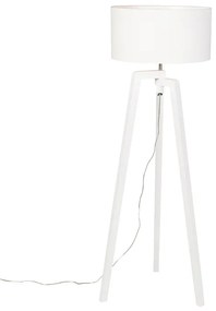 Állólámpa állvány fehér fa fehér árnyékolóval 50 cm - Puros