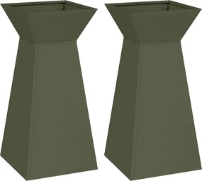 vidaXL Pillér Ültető 2 pcs Olívazöld 35 x 35 x 73 cm