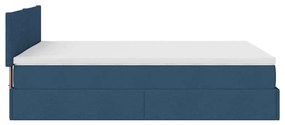 Ottomán ágy matraccal kék 140x190 cm szövet