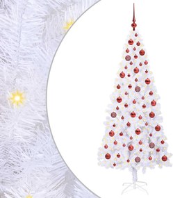 vidaXL Mű karácsonyfa 300 LED-del állvánnyal Fehér 180 cm PVC és Acél