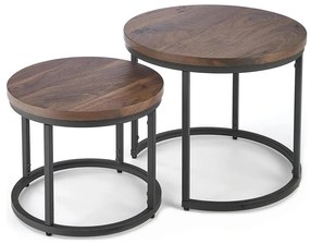 KÉSZLET 2x OREO konferencias asztal, átm. 43/53 cm, fekete/dió