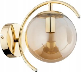 Fali lámpa modern glamour arany üveg borostyán gömb Alfa