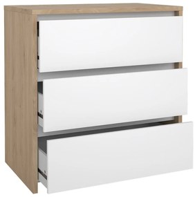 Fehér-natúr színű komód tölgyfa dekorral 80x84x48 cm Next – Tvilum