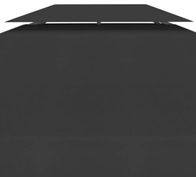 fekete kétszintes pavilon-tetőponyva 310 g/m² 4 x 3 m