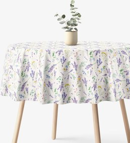 Goldea kör alakú dekoratív terítő valencia - levendulás kert Ø 240 cm