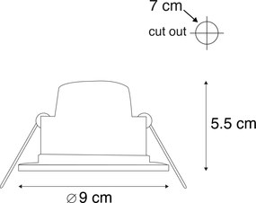 6 darabos modern süllyesztett spotlámpa készlet fekete, LED-del, 3 lépésben dimmelhető, IP65 - Blanca