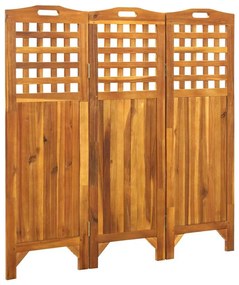 vidaXL 3 paneles tömör akácfa térelválasztó 121 x 2 x 120 cm