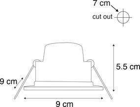 6 darabos modern süllyesztett spotlámpa szett fekete LED-del, 3 lépésben dimmelhető IP65 - Simply