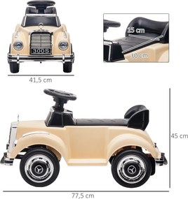 AIYAPLAY Gyermekeknek való utazóautó, Mercedes Benz Design 300 S, bézs