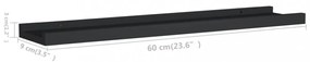 2 db fekete MDF szegélypolc képkeretekhez 60 x 9 x 3 cm