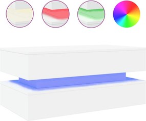 vidaXL fehér dohányzóasztal LED-lámpákkal 90x50x40 cm