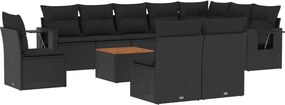 vidaXL 11 részes fekete polyrattan kerti ülőgarnitúra párnákkal