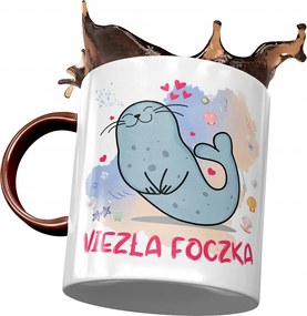 Bordó bögre fóka mintával Ajándék fényképpel