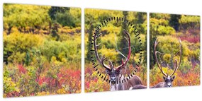 Kép - Caribou, Alaszka (órával) (90x30 cm)